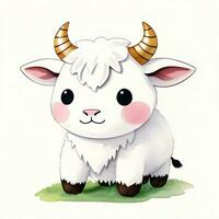 Watercolor children illustration with cute cow clipart photo