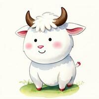 Watercolor children illustration with cute cow clipart photo