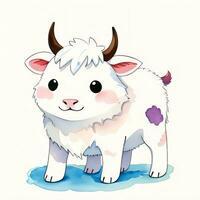 Watercolor children illustration with cute cow clipart photo