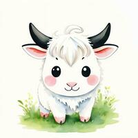 Watercolor children illustration with cute cow clipart photo