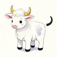 Watercolor children illustration with cute cow clipart photo