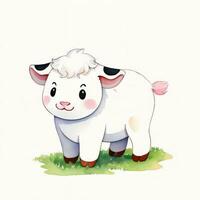 Watercolor children illustration with cute cow clipart photo