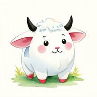 Watercolor children illustration with cute cow clipart photo