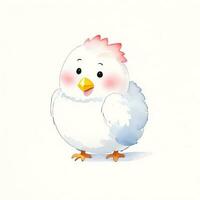 Watercolor children illustration with cute chiken clipart photo