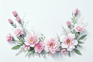 Watercolor Pink Flowers Background photo