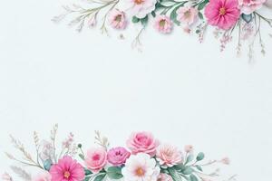 Watercolor Pink Flowers Background photo