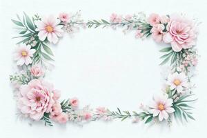 Watercolor Pink Flowers Background photo