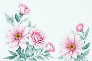 Watercolor Pink Flowers Background photo