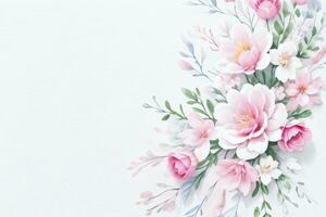 Watercolor Pink Flowers Background photo