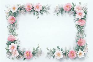 Watercolor Pink Flowers Background photo