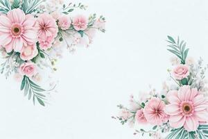 Watercolor Pink Flowers Background photo