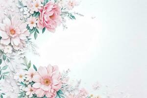 Watercolor Pink Flowers Background photo