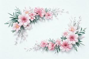 Watercolor Pink Flowers Background photo