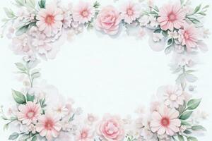 Watercolor Pink Flowers Background photo