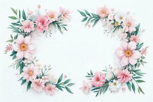 Watercolor Pink Flowers Background photo