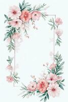 Watercolor Pink Flowers Background photo