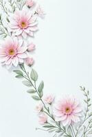 Watercolor Pink Flowers Background photo