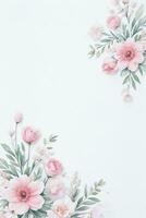 Watercolor Pink Flowers Background photo