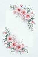 Watercolor Pink Flowers Background photo