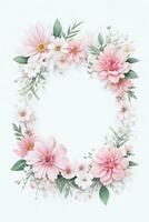 Watercolor Pink Flowers Background photo