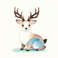 Watercolor children illustration with cute deer clipart photo