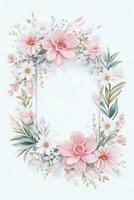 Watercolor Pink Flowers Background photo