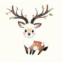 Watercolor children illustration with cute deer clipart photo