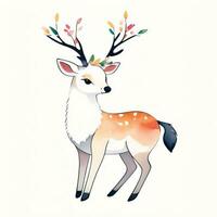 Watercolor children illustration with cute deer clipart photo