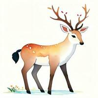 Watercolor children illustration with cute deer clipart photo