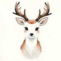 Watercolor children illustration with cute deer clipart photo