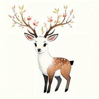 Watercolor children illustration with cute deer clipart photo