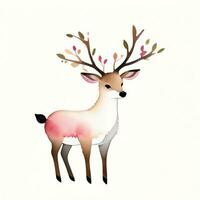 Watercolor children illustration with cute deer clipart photo