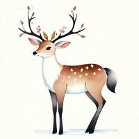 Watercolor children illustration with cute deer clipart photo