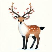 Watercolor children illustration with cute deer clipart photo