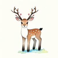 Watercolor children illustration with cute deer clipart photo