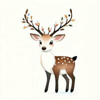 Watercolor children illustration with cute deer clipart photo