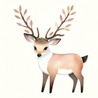 Watercolor children illustration with cute deer clipart photo