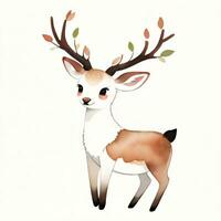 Watercolor children illustration with cute deer clipart photo