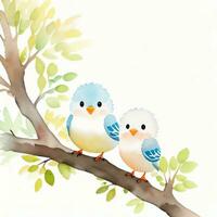 acuarela niños ilustración con linda pájaro clipart foto