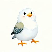 Watercolor children illustration with cute bird clipart photo