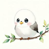 Watercolor children illustration with cute bird clipart photo