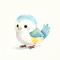 Watercolor children illustration with cute bird clipart photo