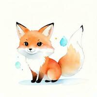 Watercolor children illustration with cute fox clipart photo