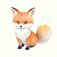 Watercolor children illustration with cute fox clipart photo