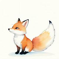 Watercolor children illustration with cute fox clipart photo