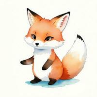 Watercolor children illustration with cute fox clipart photo