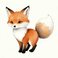 Watercolor children illustration with cute fox clipart photo