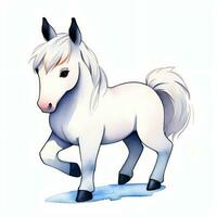 Watercolor children illustration with cute horse clipart photo