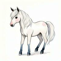 Watercolor children illustration with cute horse clipart photo