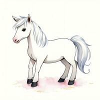 Watercolor children illustration with cute horse clipart photo